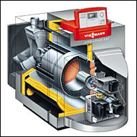 Schnitt durch einen Brennwertkessel